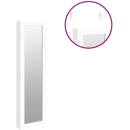  Zidni ormarić za nakit s ogledalom bijeli 30 x 8,5 x 106 cm Slike