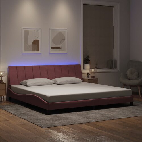  Okvir kreveta s LED-om bez madraca Hanko ružičasti 200 x 200 cm baršunasti Cene