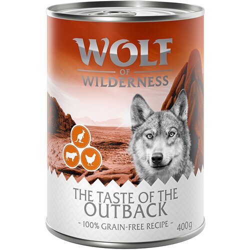 Wolf of Wilderness Ekonomično pakiranje "The Taste Of" 12 x 400 g - NOVO: The Outback - piletina, govedina, KLOKAN Cijene
