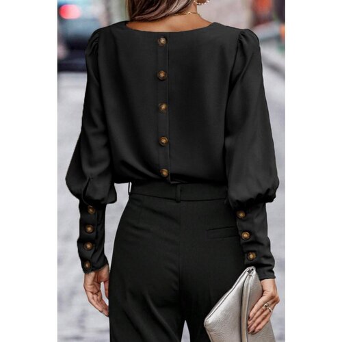 Fenzy Elegantna Bluza Na Kopčanje, Crna Slike