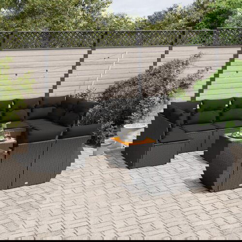 vidaXL 10-dijelni set vrtnih sofa s jastucima crni od poliratana Cijene