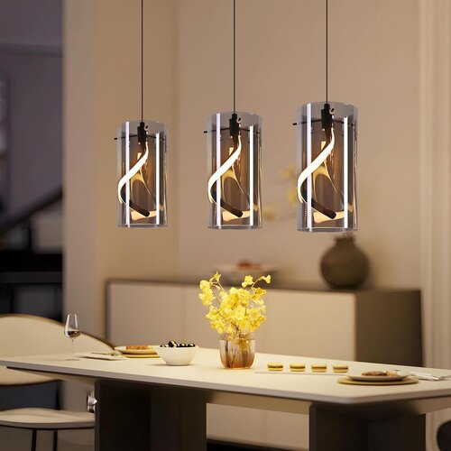 Nettlife vintage LED viseča svetilka s 3 lučmi iz dimljenega sivega stekla, 33 W, 3000 K, nastavljiva višina, za jedilno mizo, (5000491320) Cene