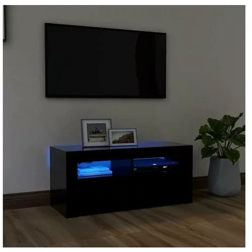 TV omarica z LED lučkami črna 90x35x40 cm