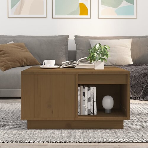  Stolić za kavu boja meda 60 x 61 x 32,5 cm od masivne borovine Slike