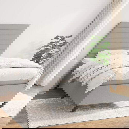 VidaXL Box spring krevet s madracem svjetlosivi 90x190 cm od tkanine Slike