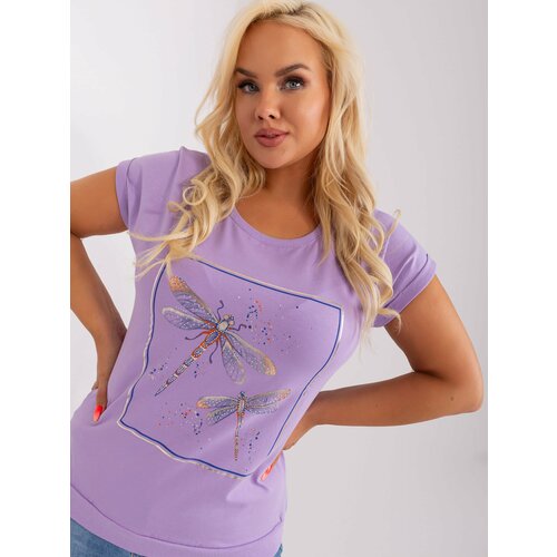 Fashion Hunters Light purple cotton blouse of larger size Slike