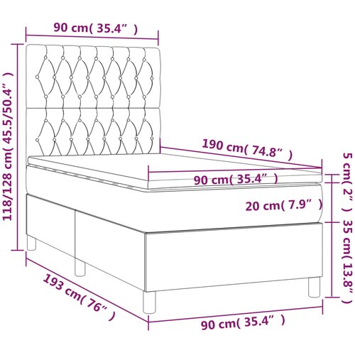 Box spring krevet s madracem crni 90x190 cm bar&amp;scaron;unasti Slike