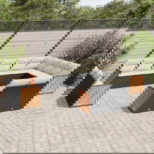 vidaXL 12-dijelni set vrtnih sofa od poliratana s jastucima crni Cijene