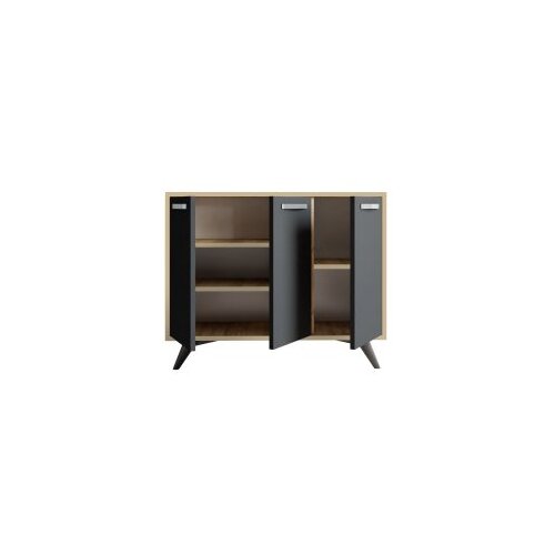 Hanah home Komoda Piffa 100x82x35cm Hrast-Antracit Slike