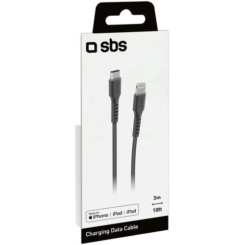 Sbs USB-C &amp;ndash; Lightning Kabel 3m schwarz Slike