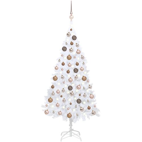 vidaXL umjetno božićno drvce LED s kuglicama bijelo 150 cm PVC Cijene