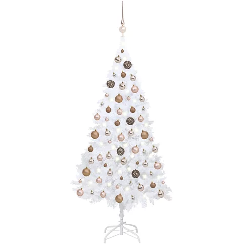 vidaXL umjetno božićno drvce LED s kuglicama bijelo 150 cm PVC
