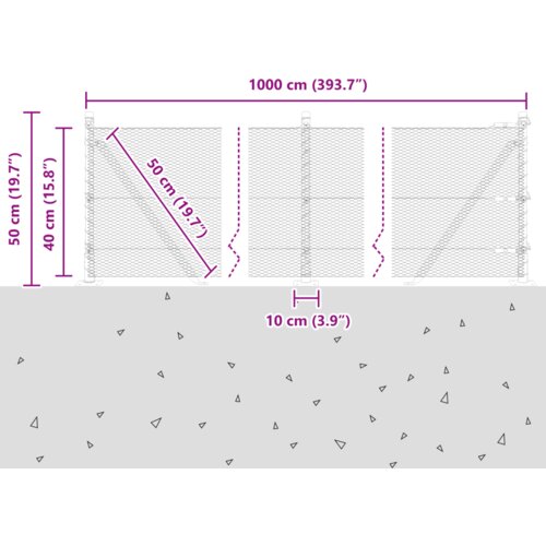 vidaXL Šestkotna ograja Zelena 0.4x10 m Jeklo, ograjni stebri s podnožjem 7 kos Ø32mm 50cm Galvanizirano jeklo Cene