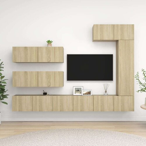  7-dijelni set TV ormarića boja hrasta sonome od iverice Cijene
