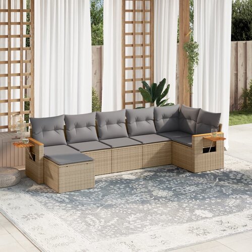 vidaXL 7-dijelni set vrtnih sofa od poliratana s jastucima bež Cijene