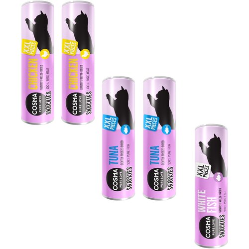  Ekonomično pakiranje Cosma snackies XXL - 2 x piletina, 2 x tuna i 1 x bijela riba (128 g) Cijene