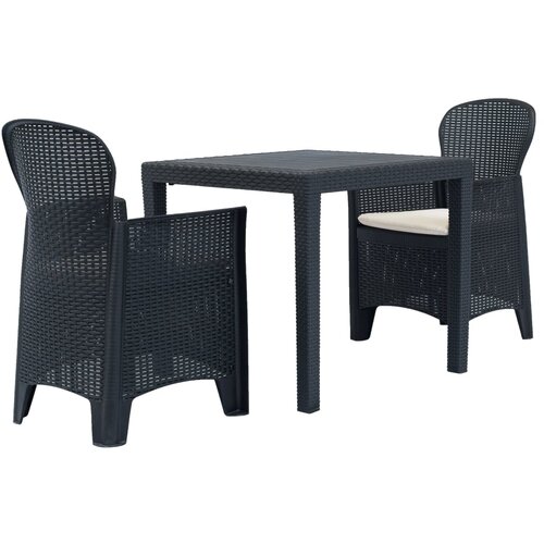 Bistro 3-dijelni bistro set od plastike s izgledom ratana antracit Slike