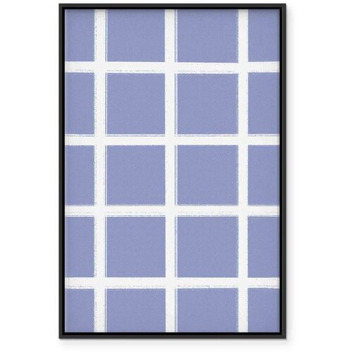  Slika - Lines and Symmetry - Expressive White Grid on a Blue Background 60x90 U crnom drvenom okviru Slike