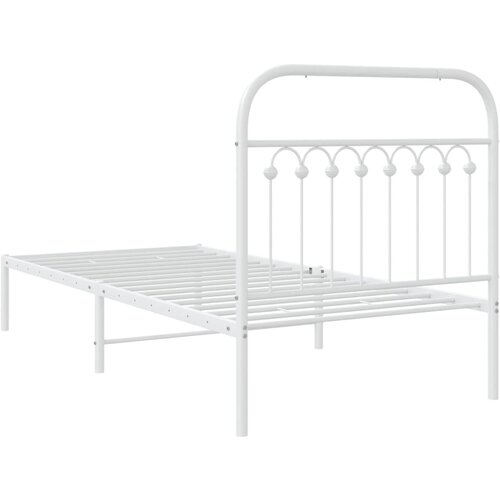  Metalni okvir za krevet s uzglavljem bijeli 90 x 190 cm Slike