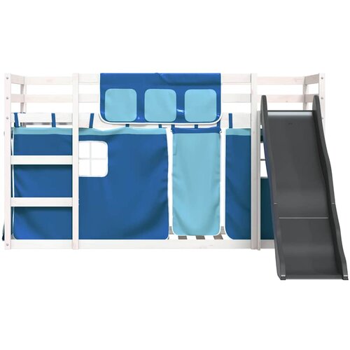  Krevet na kat s toboganom i zavjesama plavi 90 x 200 cm Slike