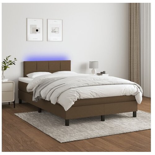  Krevet box spring s madracem LED tamnosmeđi 120x200 cm tkanina Cijene