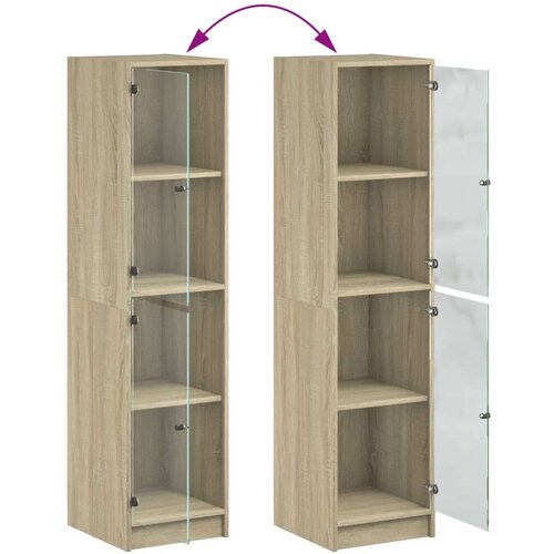 VidaXL Visoka komoda sa staklenim vratima boja hrasta 35 x 37 x 142 cm Slike