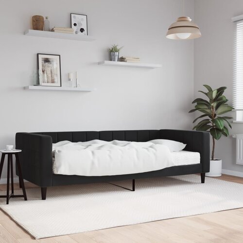  The Living Store Dnevna postelja z vzmetnico črna 90x200 cm žamet - Dnevna Postelja Z Vzmetnico, (21441654) Slike