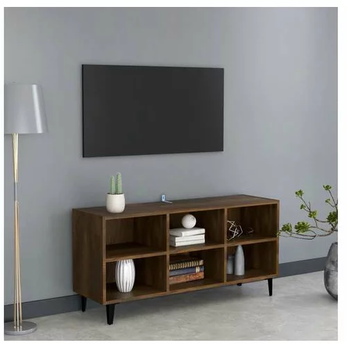  TV omarica s kovinskimi nogami rjavi hrast 103,5x30x50 cm