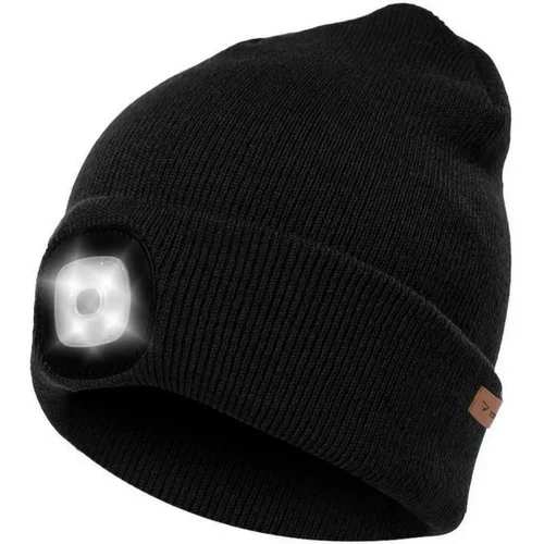 Iso Zimska kapa s polnilno LED lučko črna