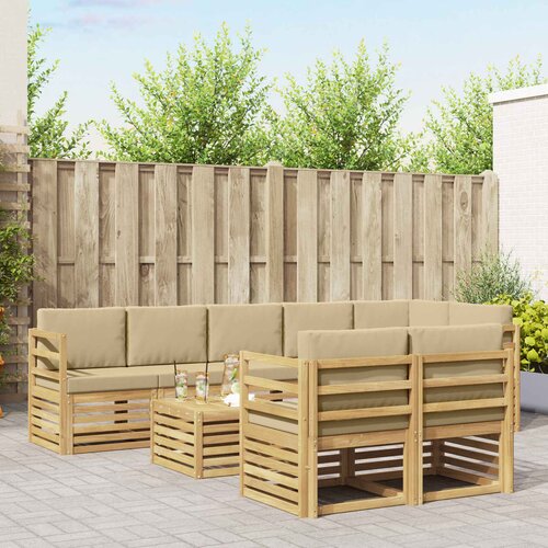  Set vanjskih sofa 9 pcs Bijela i bež 59 x 59 x 37 cm Poliester Cijene