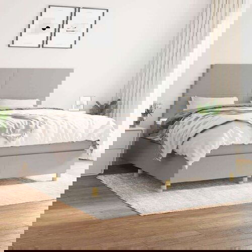  Box spring postelja z vzmetnico svetlo siva 160x200 cm žamet, (20790624) Slike