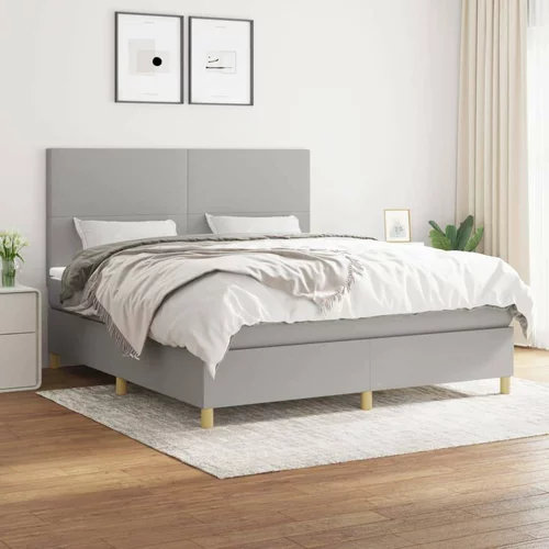  Box spring postelja z vzmetnico svetlo siva 160x200 cm žamet, (20790624)