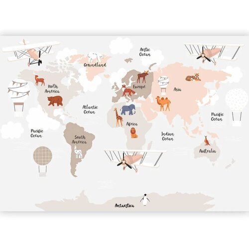  Foto tapeta - World Map in Beige Tones for Children\'s Room 300x210 Vodootporna Cene