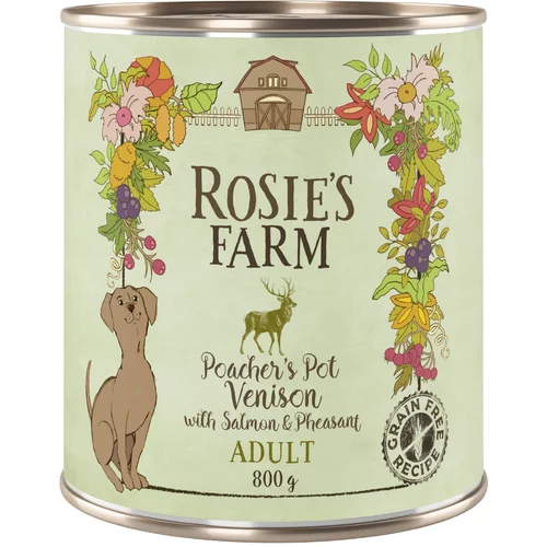 Rosie's Farm Varčno pakiranje Adult 24 x 800 g - Divjačina in fazan z lososom