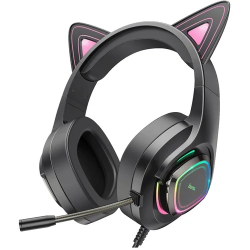 hoco. slušalice sa mikrofonom gaming USB/3,5mm LED 40214/W107 CuteCat Black/P