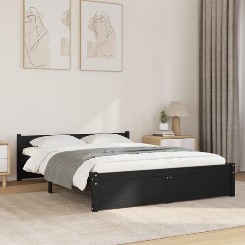 Furnova Posteljni okvir črn iz trdnega lesa 140x190 cm, (21936228) Slike