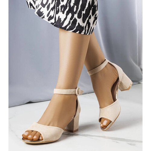 Gemre Beige block-heeled sandals Clementine Cene