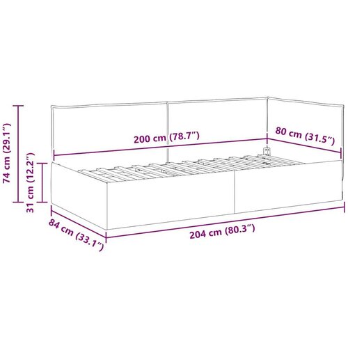 VidaXL kutni okvir kreveta s uzglavljem crna 80 x 200 cm bar&amp;scaron;un Slike