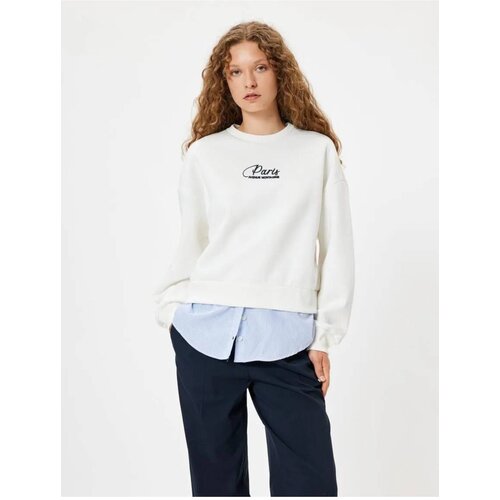 Koton Oversize Sweatshirt Crew Neck Slogan Fabric Detail Slike