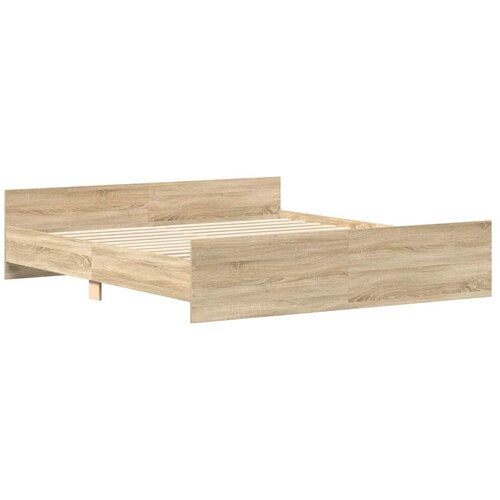  Okvir kreveta s uzglavljem i podnožjem boja hrasta 200x200 cm Slike