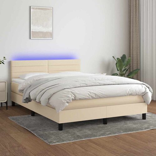  box spring s madracem LED krem 140x200 cm od tkanine Cene
