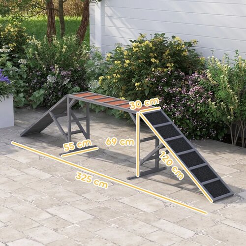  Most za agility pse sa sigurnosnom &amp;scaron;ipkom protuklizni do 40 kg 335x55x60 cm siva Slike