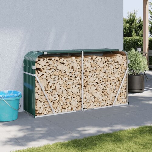 VidaXL Držač za cjepanice zeleni 180 x 45 x 100 cm pocinčani čelik Slike