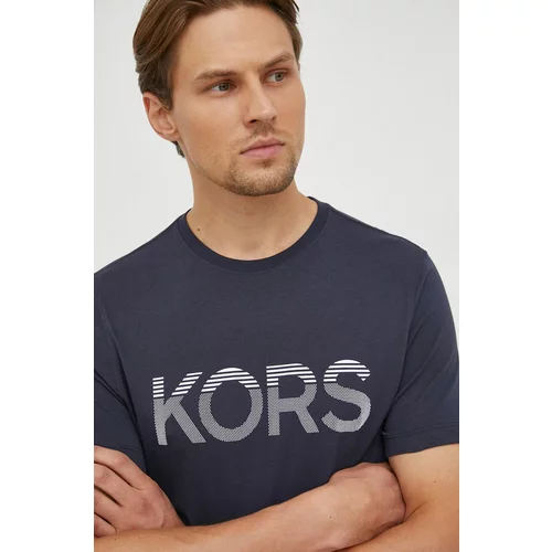 Michael Kors Bombažna kratka majica mornarsko modra barva