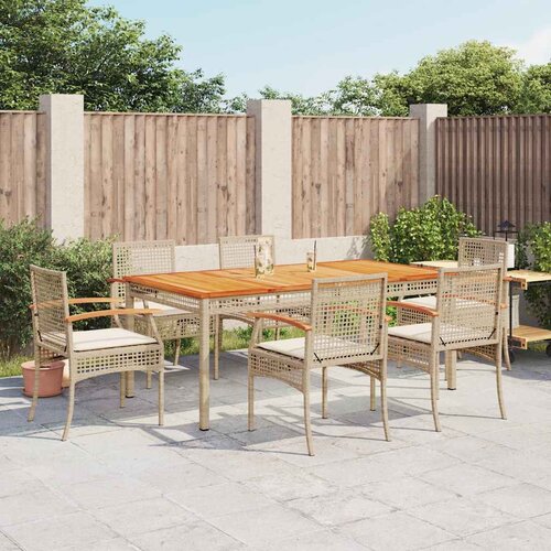  7-dijelni vrtni blagovaonski set od poliratana s jastucima bež 180 cm table length Cene