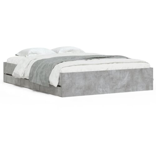 VidaXL Okvir kreveta s ladicama siva boja betona 140x190 cm drveni Slike