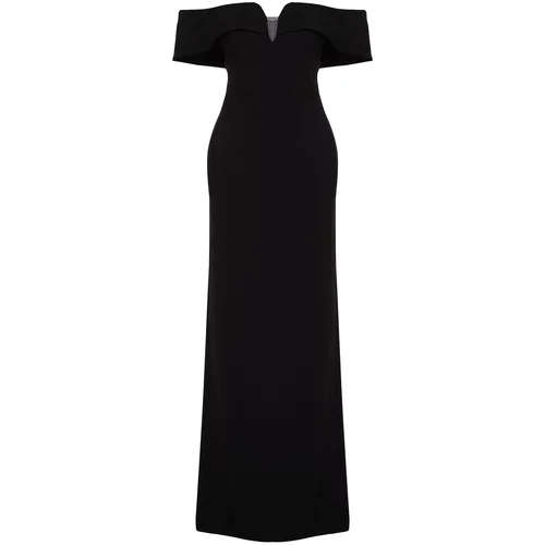 Trendyol Black Fitted Woven Long Evening Dress