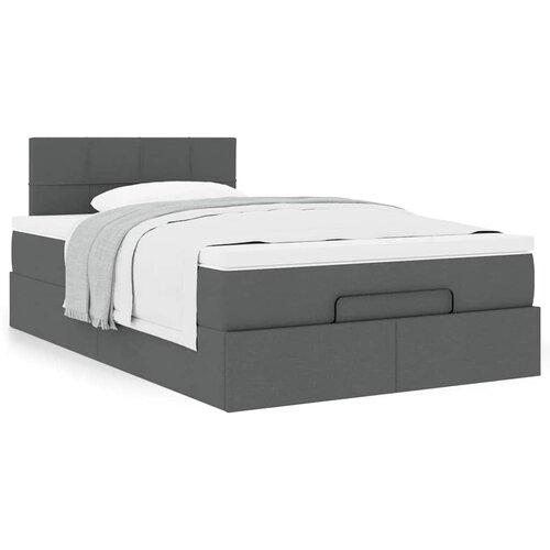 VidaXL Okvir za krevet s madraca tamnosivi 120x190 cm od tkanine Slike