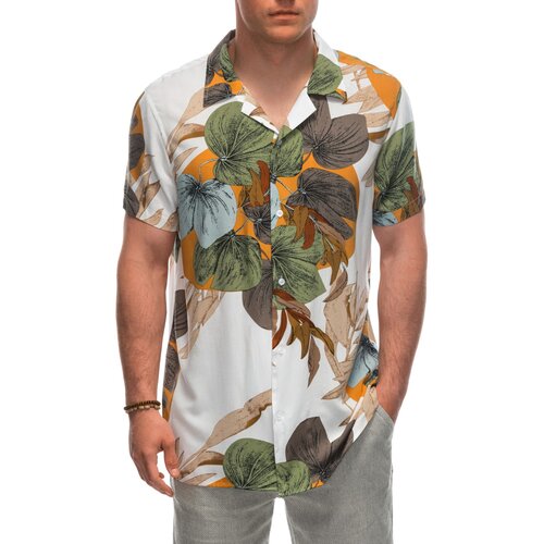 Ombre Men&amp;#039;s viscose patterned short sleeve shirt OM-SHPS-0113 Slike