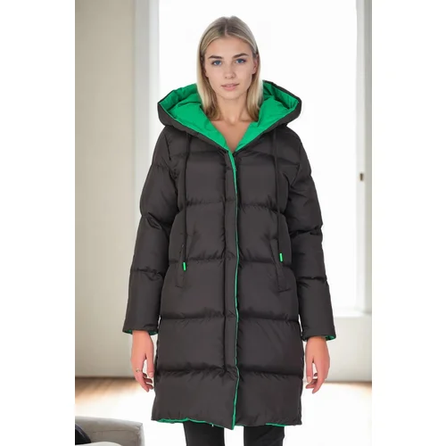 Dewberry Z6687 WOMEN'S COAT-BLACK-GREEN-1